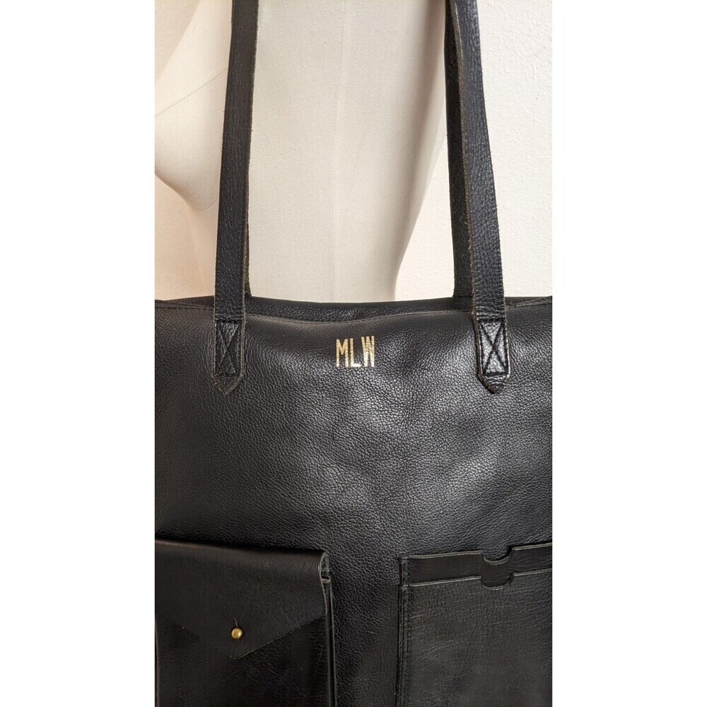 MADEWELL The Transport Satchel Large Black Leather Tote with Front Pockets - Picture 2 of 16